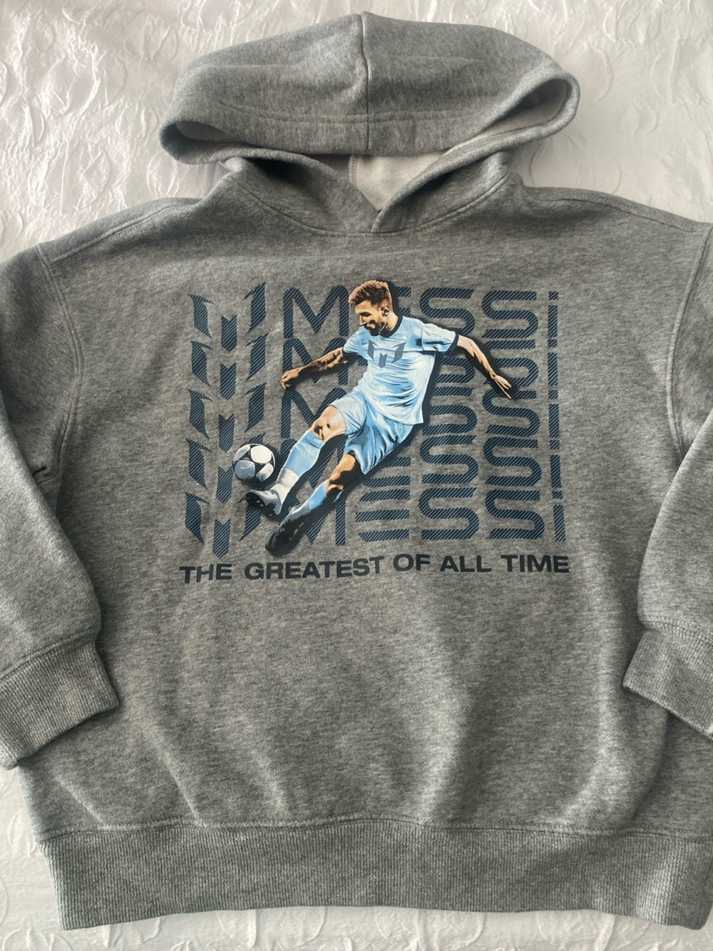 Messi soccer youth hoodie sweatshirt grey youth medium